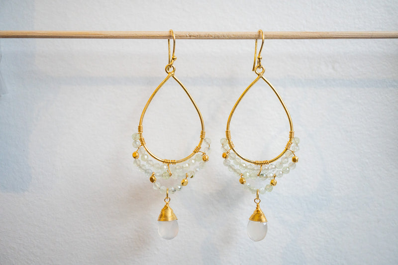 Boucles d'oreilles en agates et argent 925 plaqué or