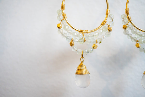 Boucles d'oreilles en agates et argent 925 plaqué or