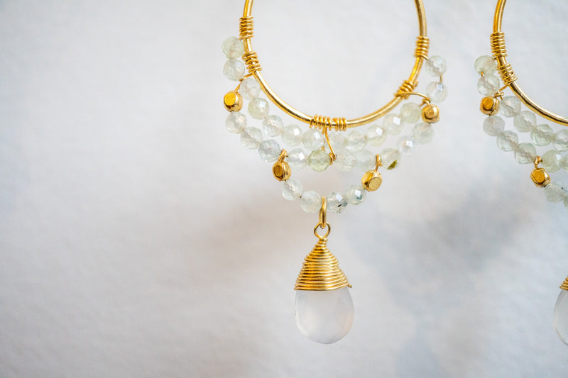 Boucles d'oreilles en agates et argent 925 plaqué or