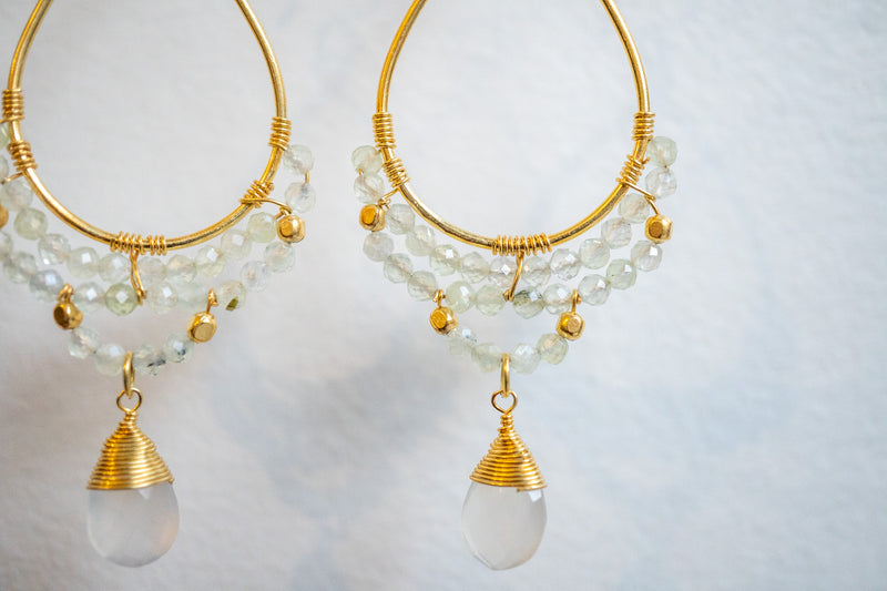 Boucles d'oreilles en agates et argent 925 plaqué or