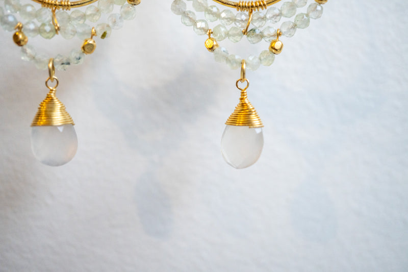 Boucles d'oreilles en agates et argent 925 plaqué or