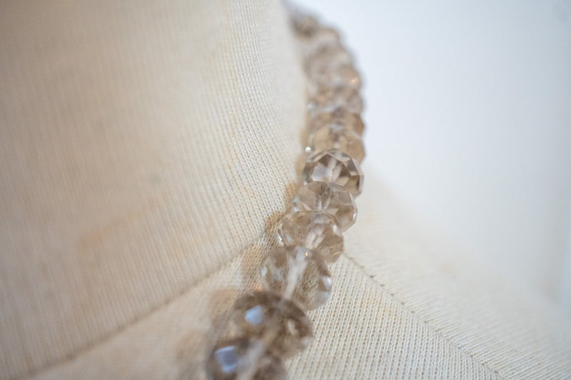 Collier en quartz fumé facetté – perles naturelles et argent 925