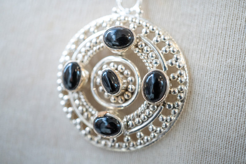 Pendentif en argent 925 avec onyx noir