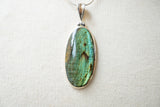 Pendentif en labradorite naturelle en argent 925, 55x25 mm