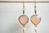 Boucles d'oreilles en agates et perles et argent 925