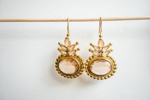 Boucles d'oreilles en agates et cristaux et argent 925 vermeil