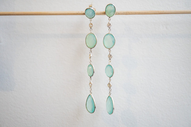 Boucles d'oreilles en agate et oxyde de zirconium et argent 925