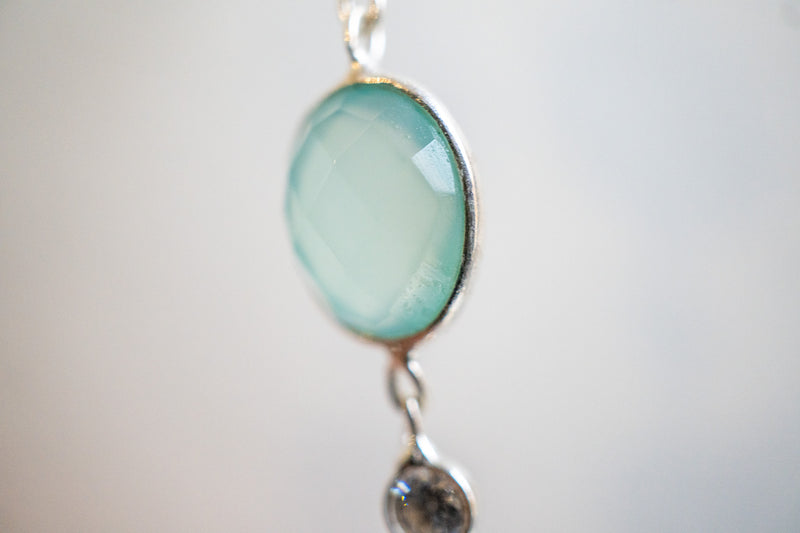 Boucles d'oreilles en agate et oxyde de zirconium et argent 925