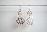 Boucles d'oreilles en agate rose et argent 925