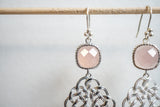 Boucles d'oreilles en agate rose et argent 925
