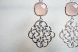 Boucles d'oreilles en agate rose et argent 925