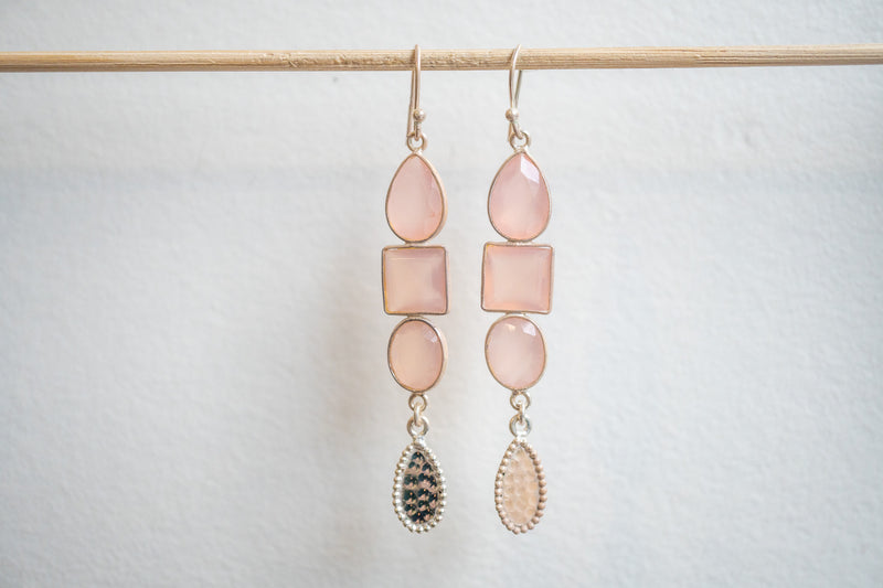 Boucles d'oreilles en agate et argent 925