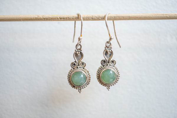 Boucles d’oreilles avec aventurines vertes et argent 925