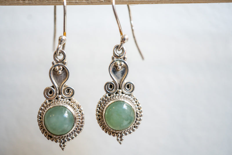 Boucles d’oreilles avec aventurines vertes et argent 925