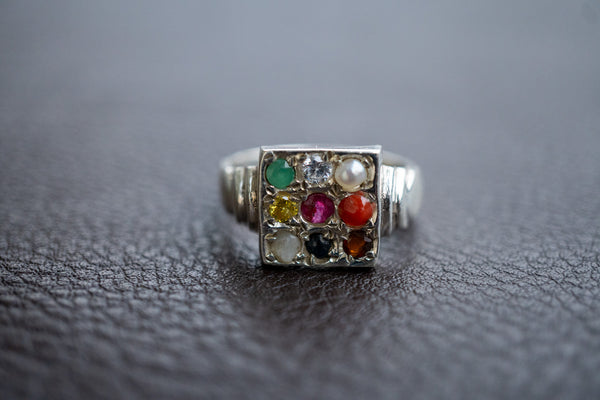 Bague Navaratna en Argent 925